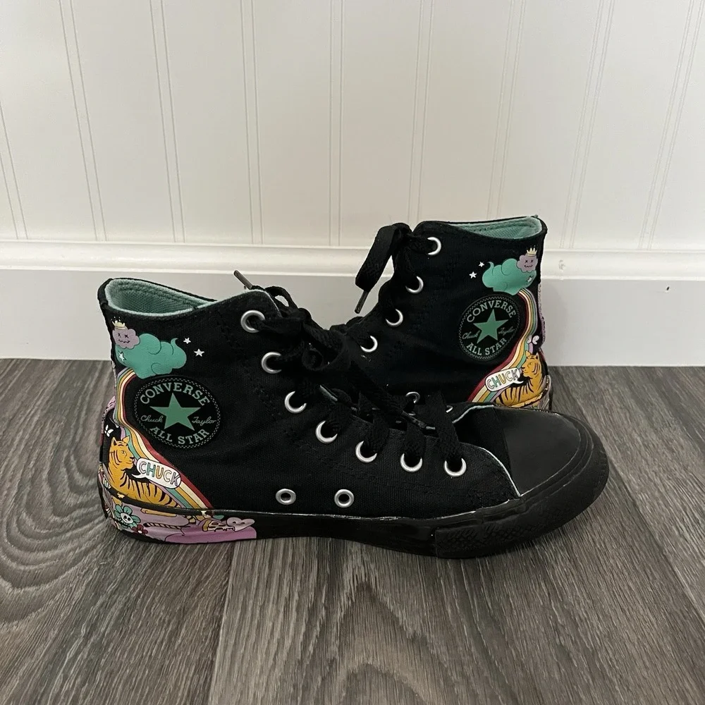 CONVERSE Chuck Taylor Black Notebook Graffiti Hi Top Kids Sz 3 AllStar Sneakers
